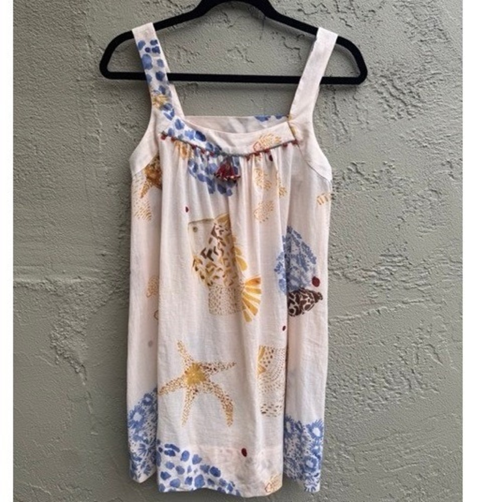 Vanessa Virginia Anthropologie NEW Sea Life Cotton Tunic Dress SZ 2 Boho Coastal